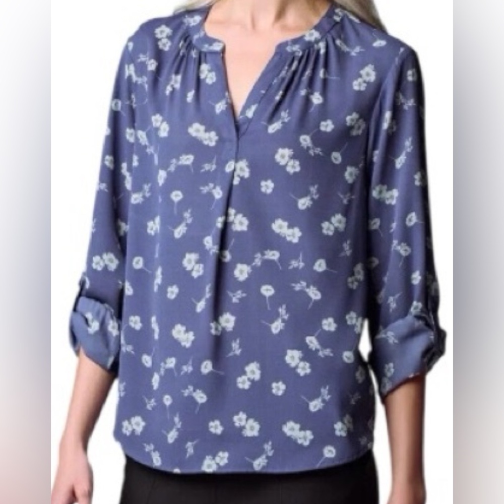 SIMPLY VERA VERA WANG size XL,  Gray/Blue Floral Blouse